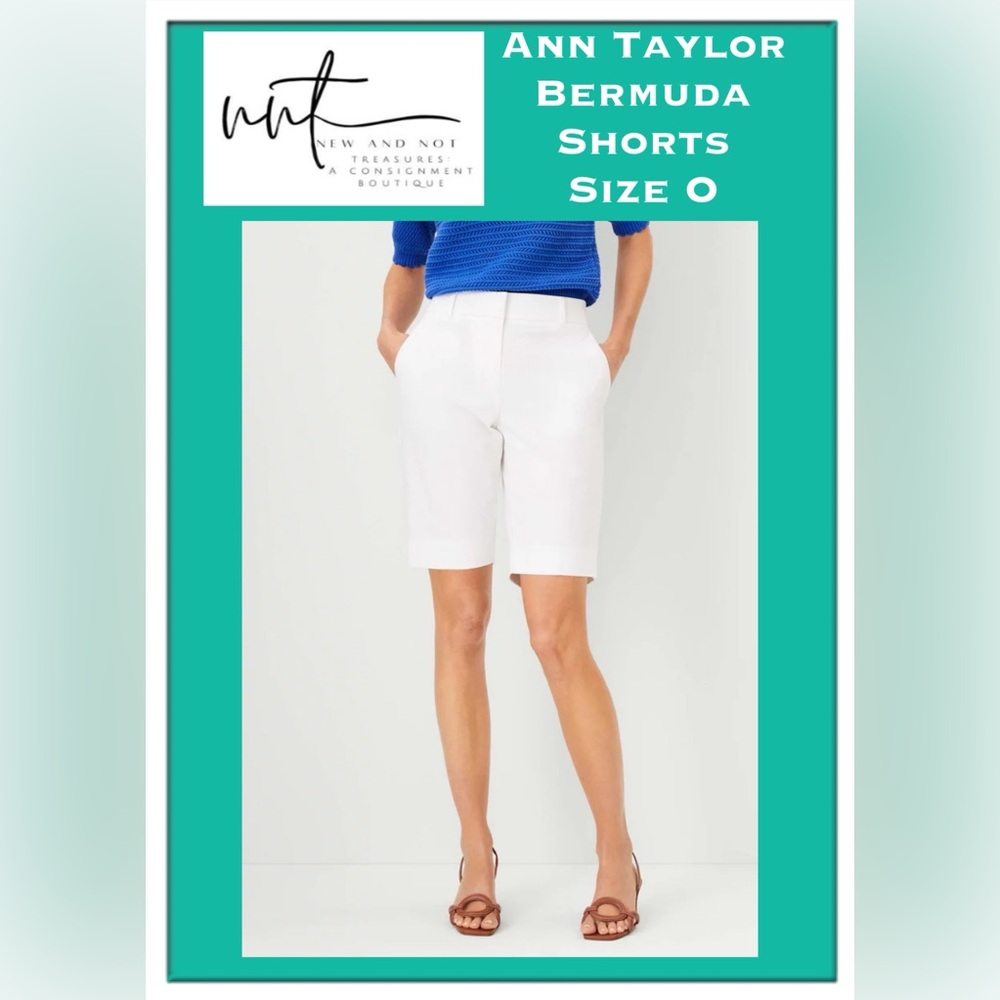 NWOT Ann Taylor White Mid-Rise 10" Cotton Spandex Bermuda Shorts Size 0